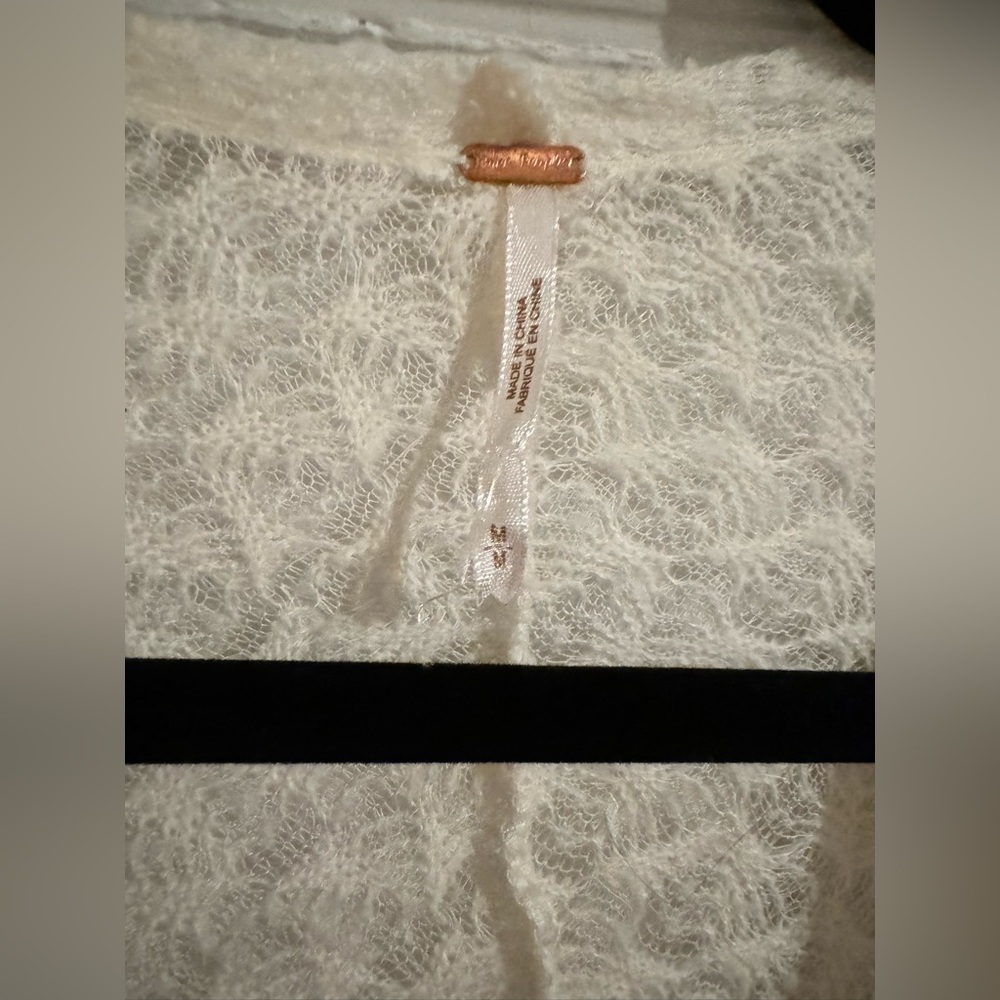 Free People Snug Bug Faux Wrap Mini Sweater Dress Cream Lace Tassel Boho - Picture 7 of 10